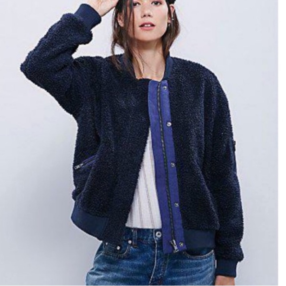 Free People Fuzzy Bomber Jacket